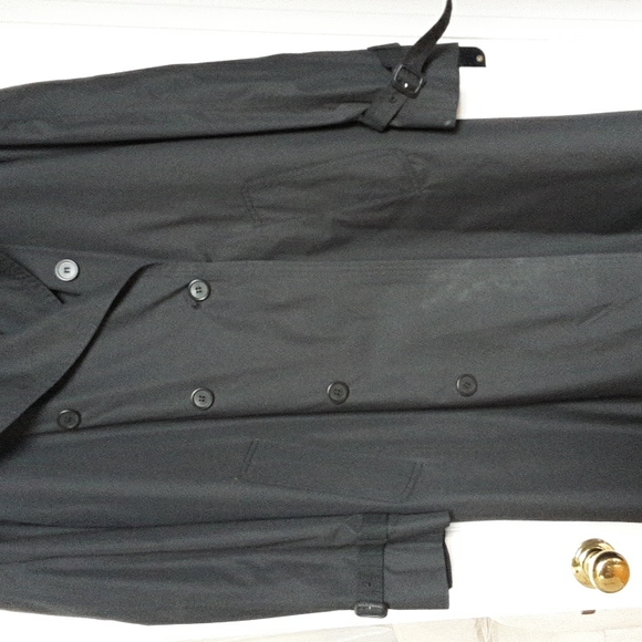 LONDON FOG MENS 44R LINED TRENCHCOAT BLACK/Belted - Picture 4 of 16